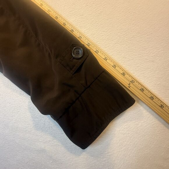 Gallery XL Overcoat 100% Polyester Detach Hooded Brown Midi Long Sleeves - Picture 12 of 16